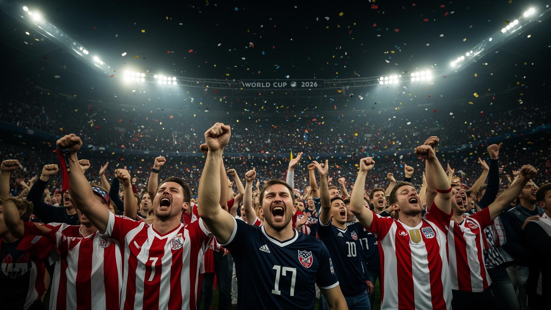 World Cup 2026 stadium celebration USA and Canada football fans celebrating during a live World Cup 2026 match
